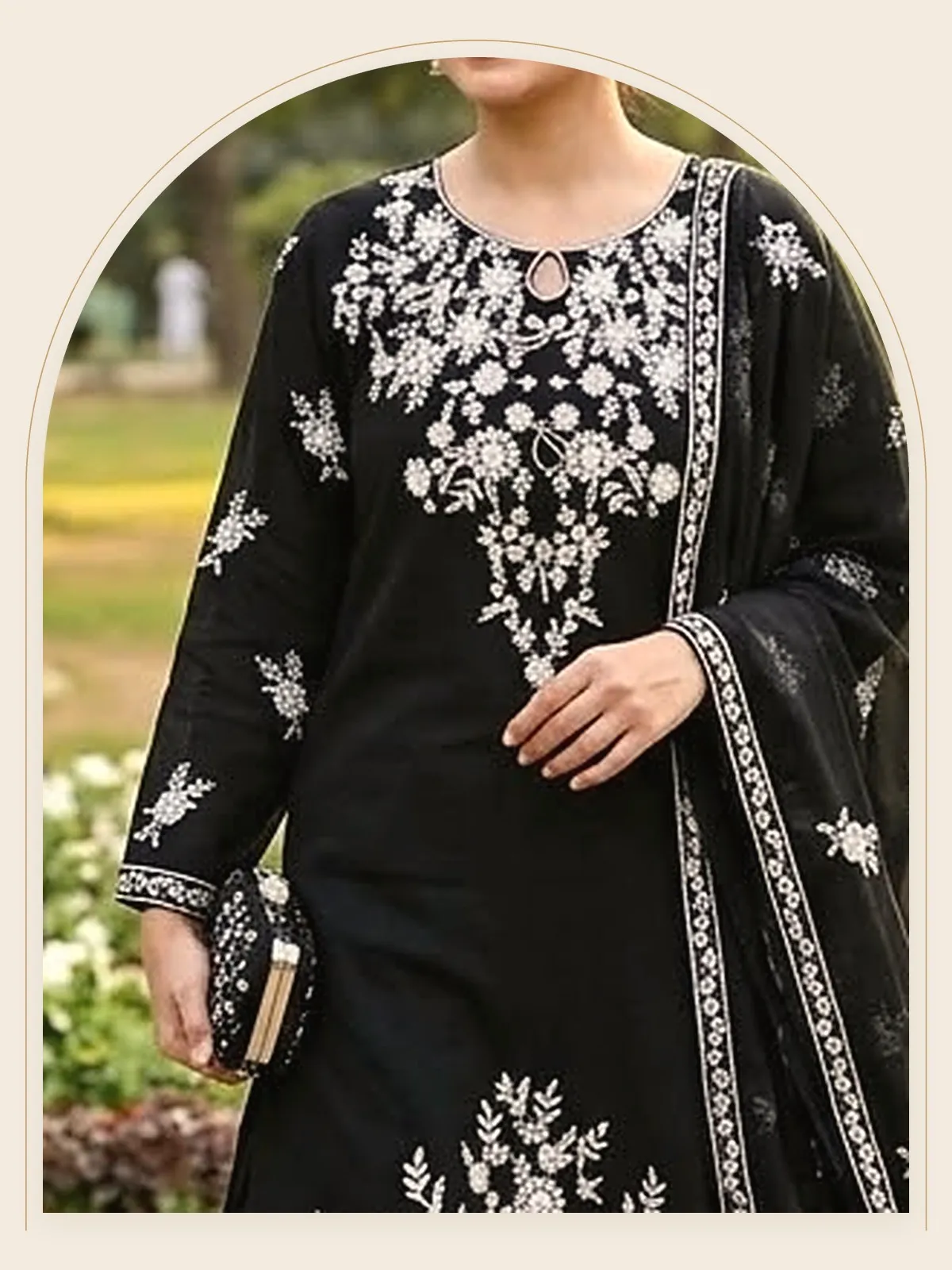 Raat — Black Embroidered Sharara Set