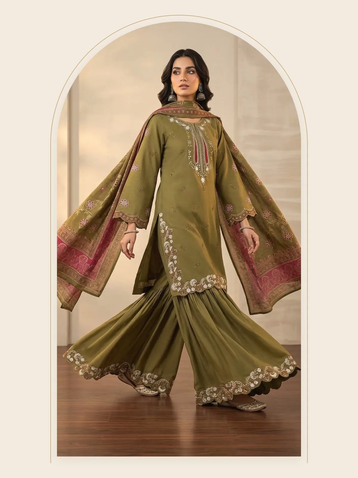 Mehr — Olive Gharara Set