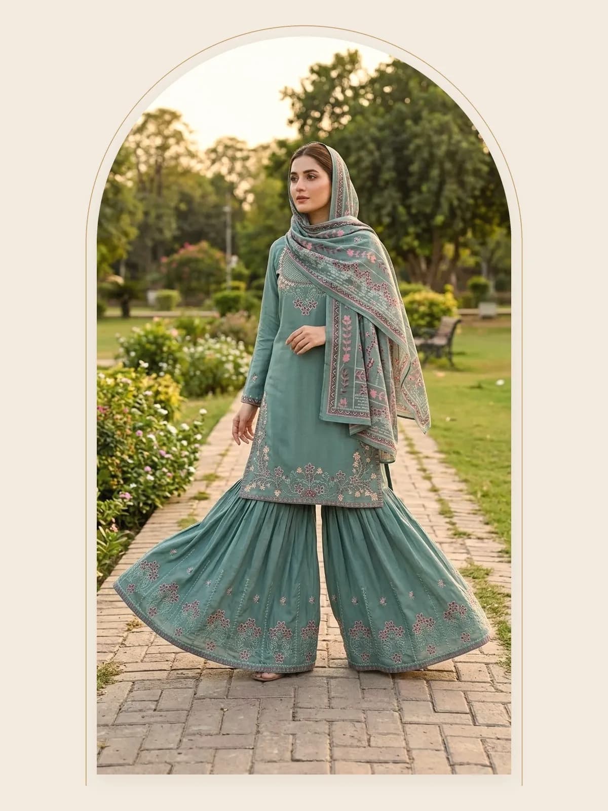 Firoza — Teal Gharara Set