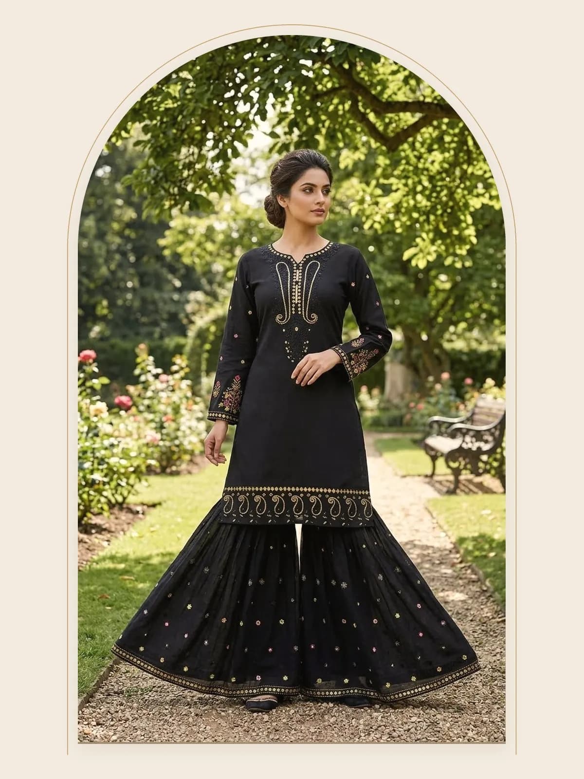 Shab — Black & Gold Gharara 2-Piece