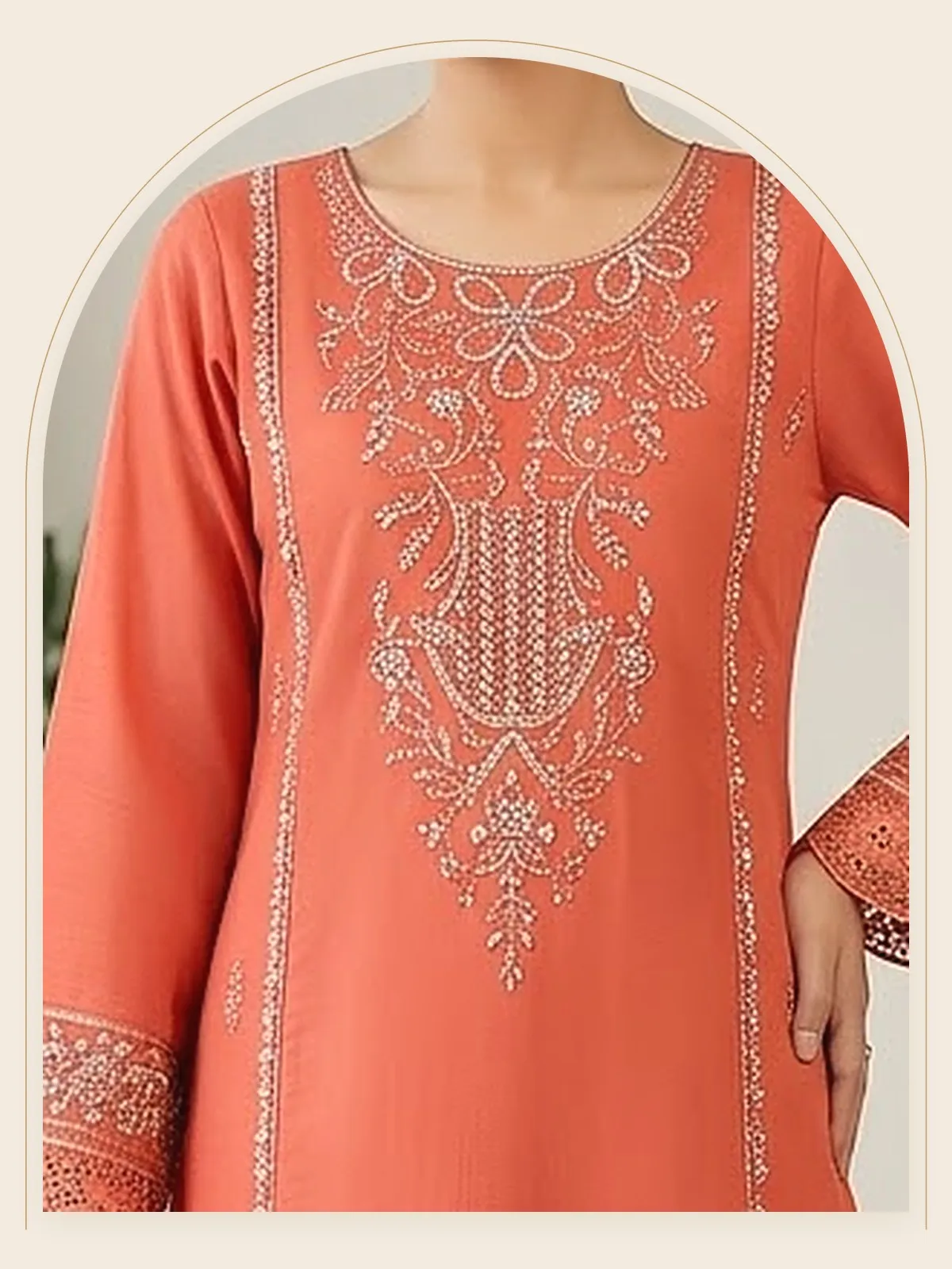 Aatish — Coral Embroidered 3-Piece