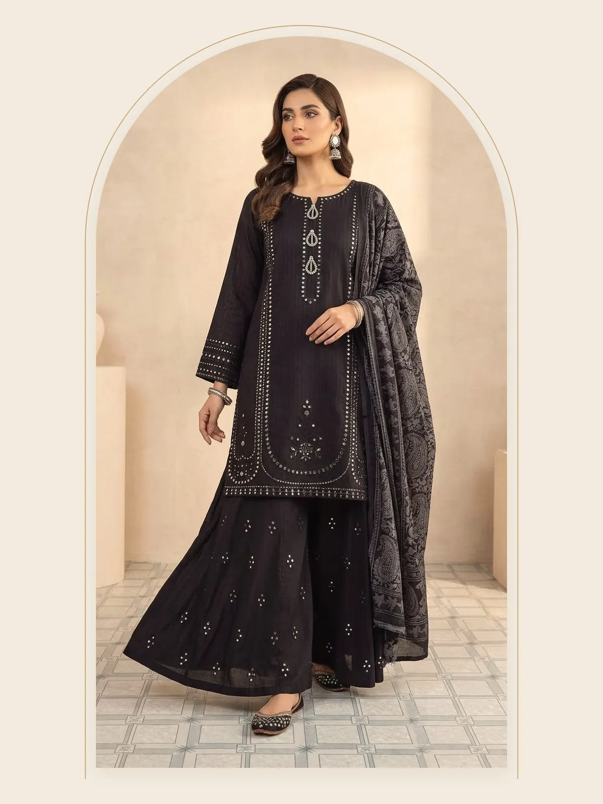 Chandni — Black & Silver Sharara Set