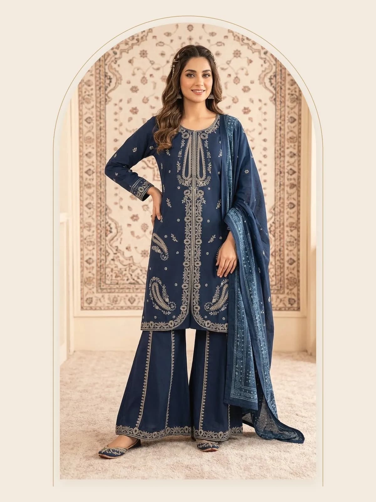 Saagar — Navy Paisley 3-Piece