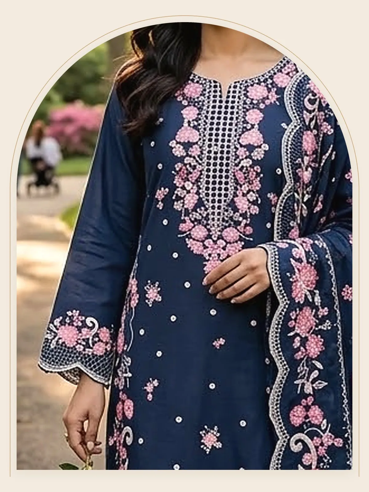 Nargis — Navy Blossom 3-Piece