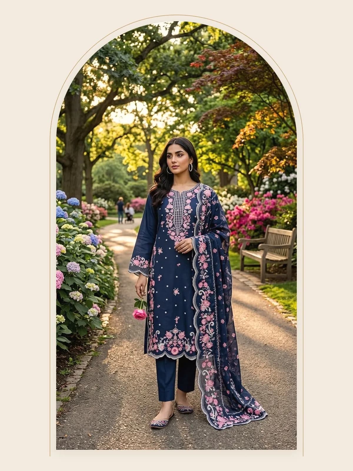 Nargis — Navy Blossom 3-Piece