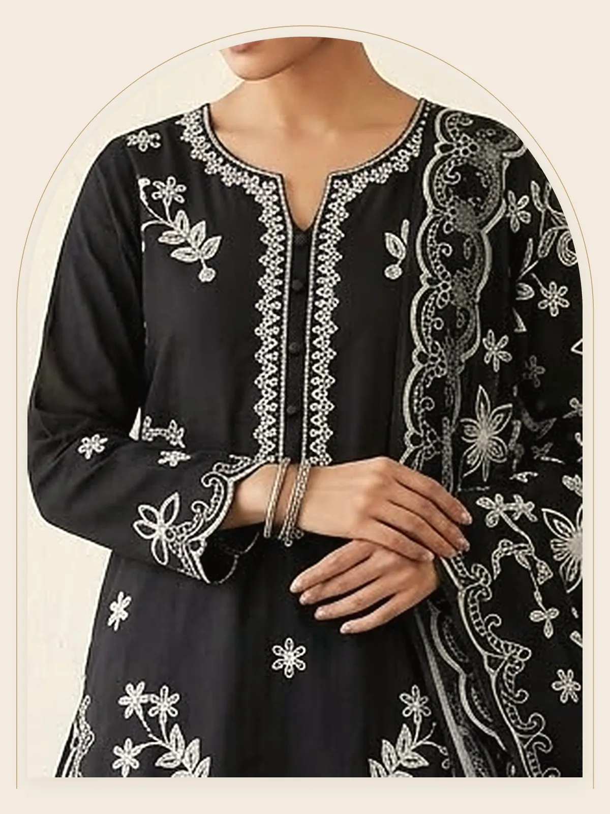 Raatrani — Black Floral Sharara Set
